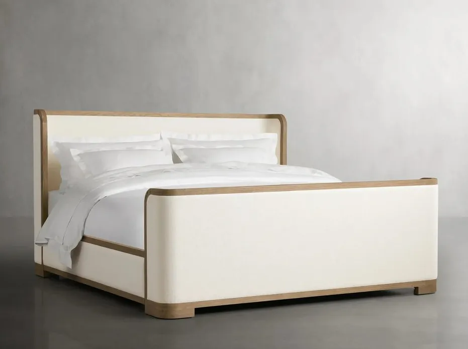 Lit Romans en tissu et bois massif king size, vue 5 sur 5