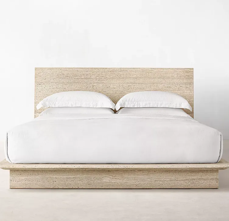 Lit Ruoms en chêne queen size, collection lits ELWOOD HOME