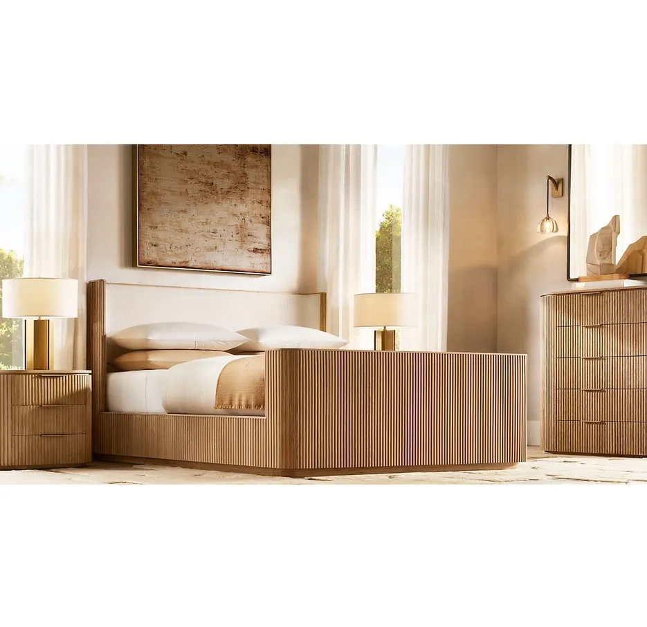 Lit Salernes en chêne king size, collection lits ELWOOD HOME