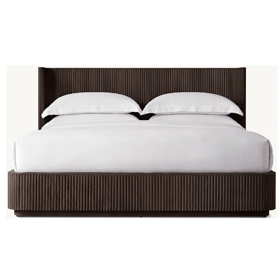 Lit Salies en chêne noir king size, collection lits ELWOOD HOME