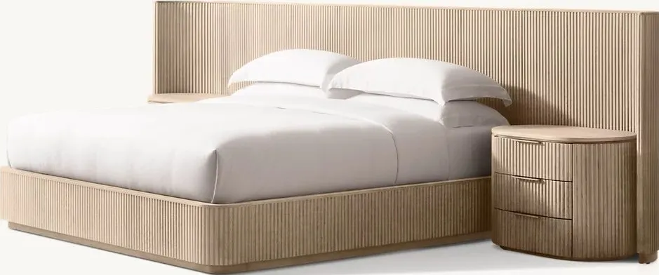 Lit Saulieu en placage de chêne king size, vue 2 sur 6