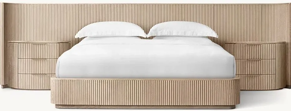 Lit Saulieu en placage de chêne king size, vue 4 sur 6
