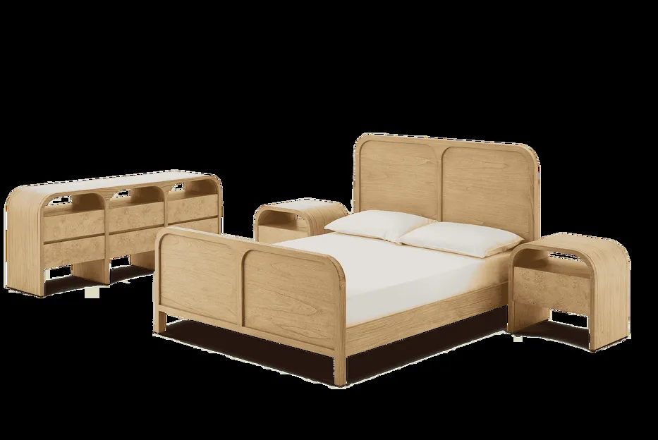 Lit Sixt en bois massif king size, vue 4 sur 5