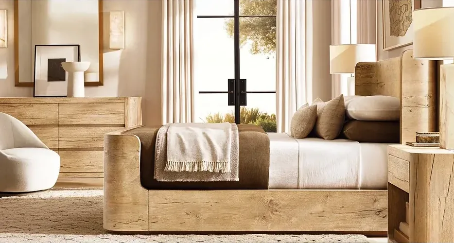 Lit Sommières en chêne king size, collection lits ELWOOD HOME