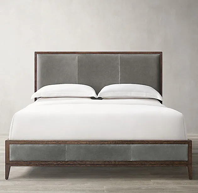 Lit Tréguier en cuir et bois massif, collection lits ELWOOD HOME