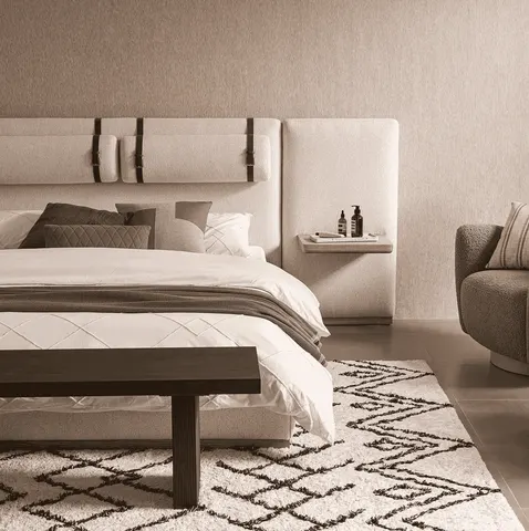 Lit Varengeville en tissu queen size — lits