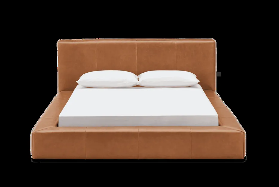 Lit Veules en cuir brun king size, vue 4 sur 6