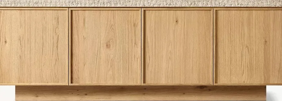Meuble de rangement Annonay en bois massif et travertin 4 portes, vue 2 sur 5