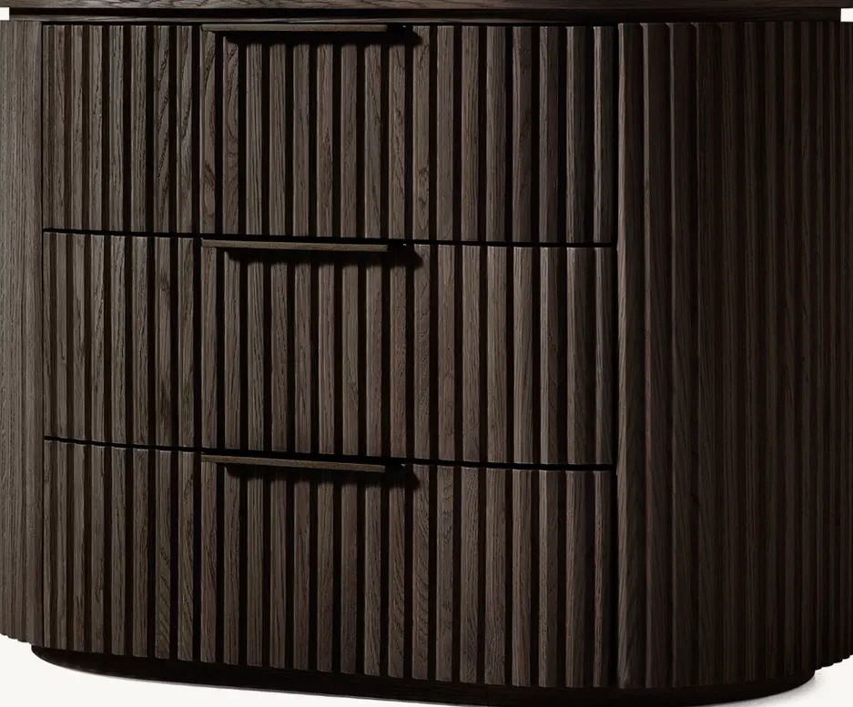 Table de chevet Vogüé en chêne noir 5 tiroirs, vue 2 sur 5