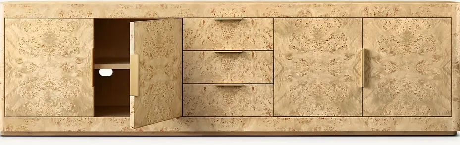 Meuble TV Gordes en bois massif 4 portes, vue 2 sur 6