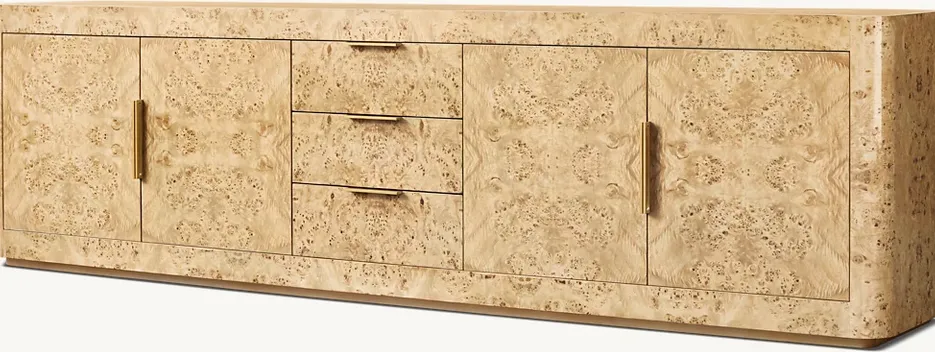 Meuble TV Gordes en bois massif 4 portes, vue 3 sur 6