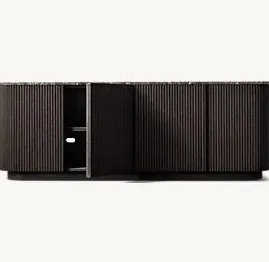 Meuble TV Ménerbes en chêne 6 portes, vue 2 sur 5