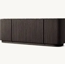 Meuble TV Ménerbes en chêne 6 portes, vue 3 sur 5