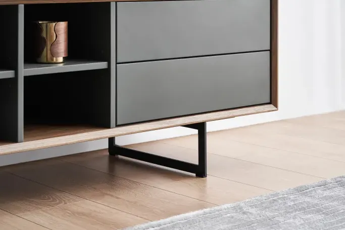 Meuble TV Vence en bois massif, vue 5 sur 6
