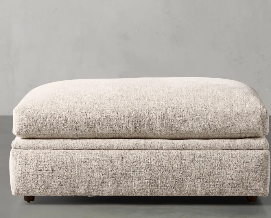 Pouf Uzès en tissu gris, collection poufs et repose-pieds ELWOOD HOME