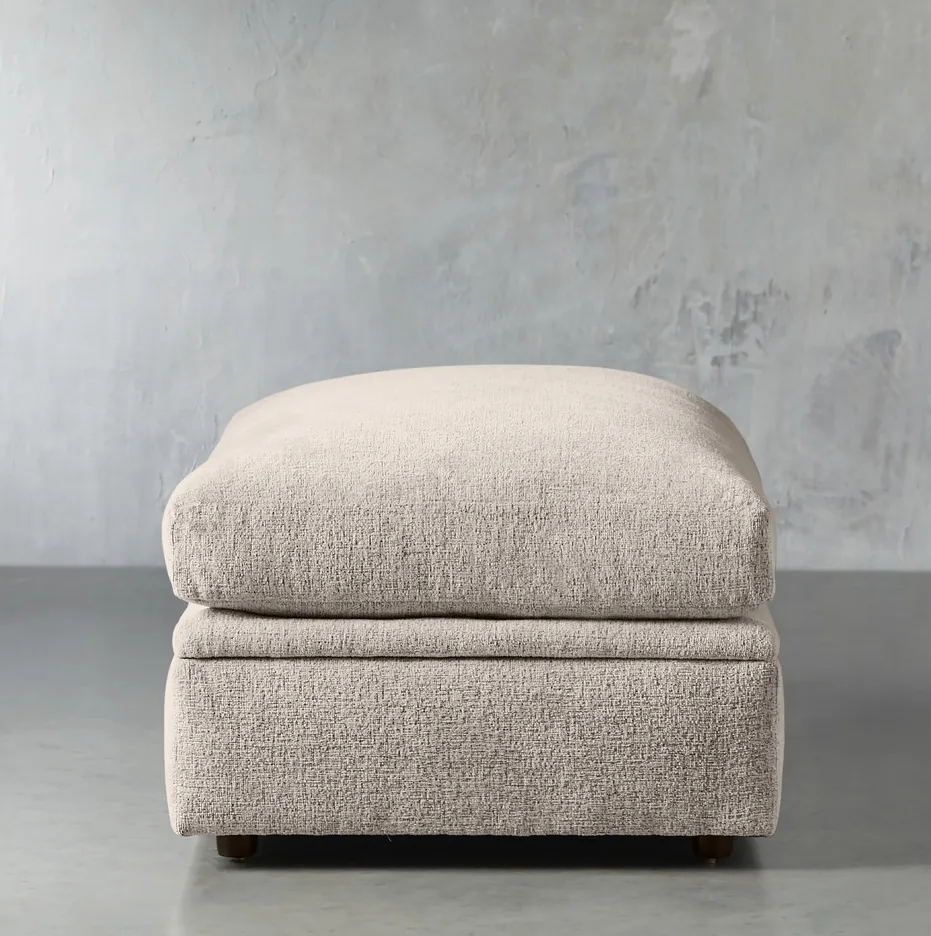 Pouf Uzès en tissu gris, vue 2 sur 6