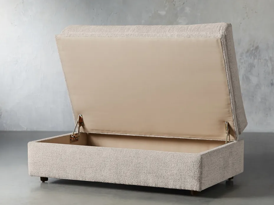 Pouf Uzès en tissu gris, vue 3 sur 6