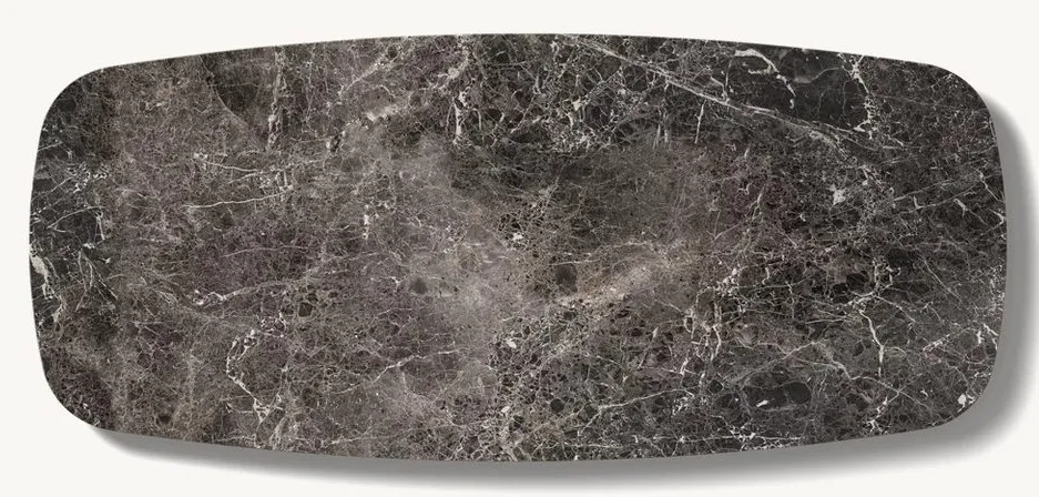 Table à manger Capdenac en chêne et marbre, vue 4 sur 5