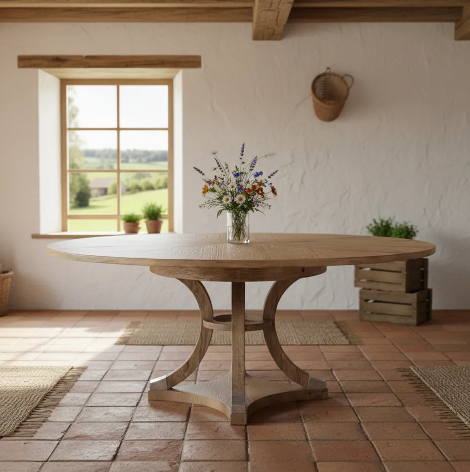 Table à manger Dieulefit en bois massif, vue 3 sur 4