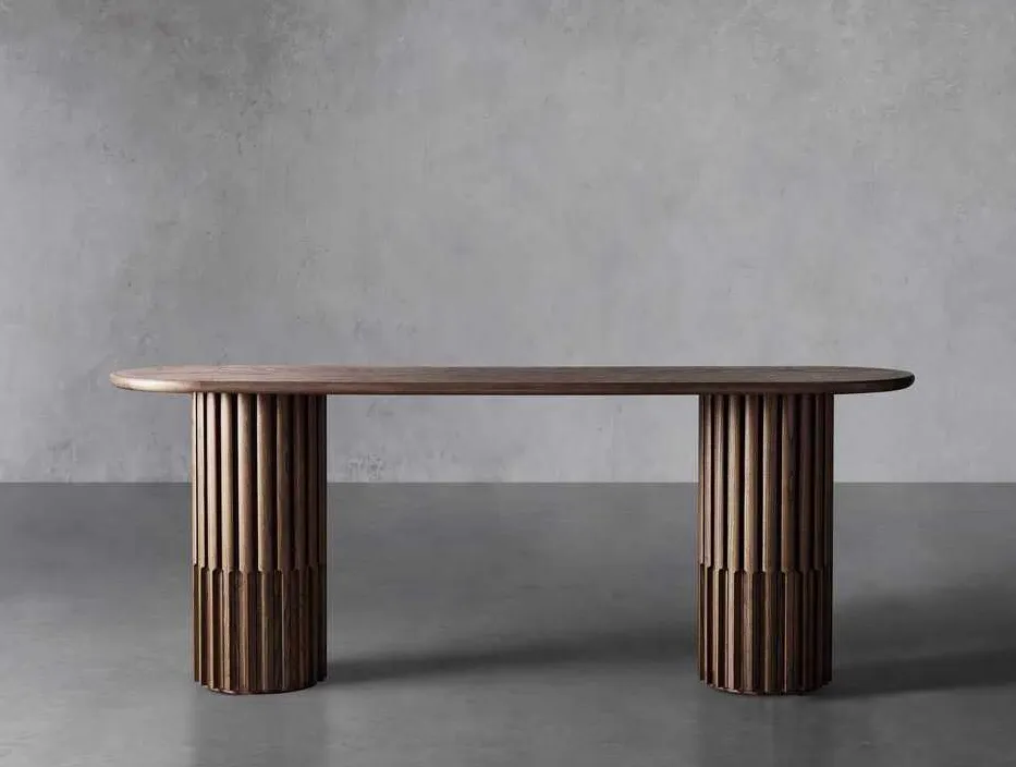 Table à manger Grignan en bois massif noir, vue 3 sur 6