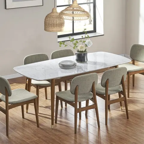 Table à manger Largentière en chêne et marbre — tables à manger