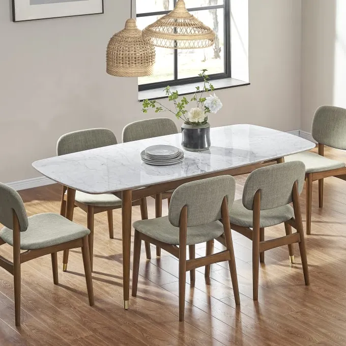 Table à manger Largentière en chêne et marbre, collection tables à manger ELWOOD HOME