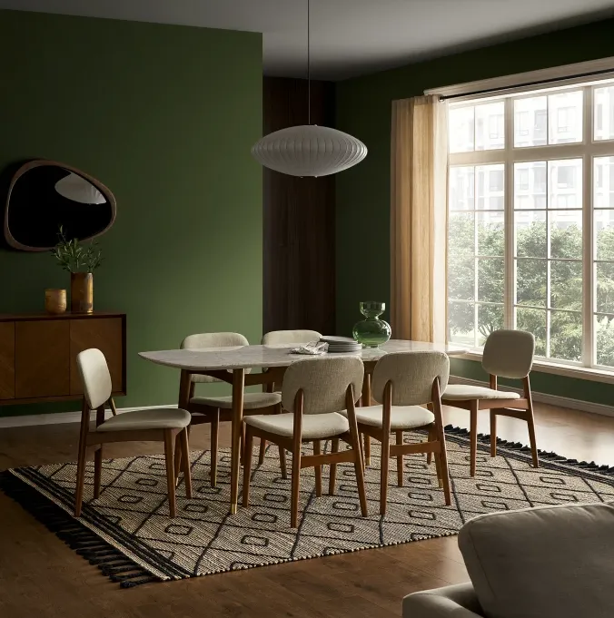 Table à manger Largentière en chêne et marbre, vue 2 sur 6