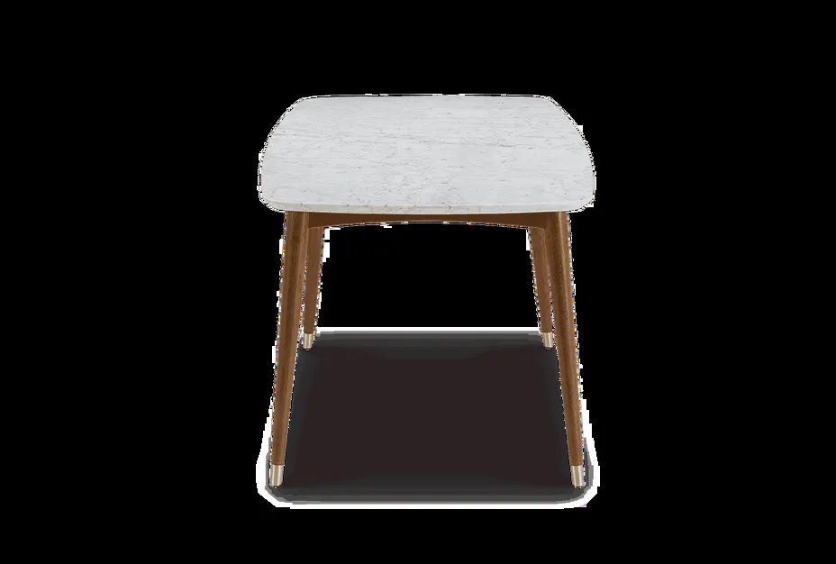 Table à manger Lunel en noyer et marbre, vue 6 sur 6