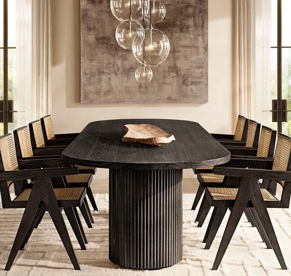 Table à manger Mimizan en chêne noir, vue 2 sur 6