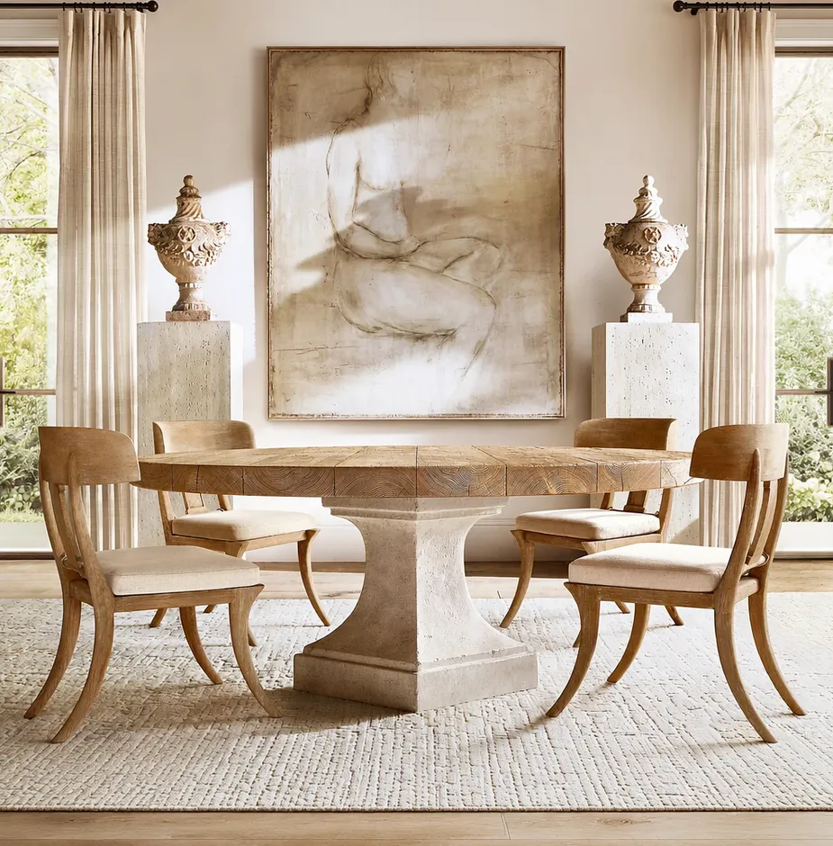 Table à manger ronde Arles en chêne, collection tables à manger ELWOOD HOME