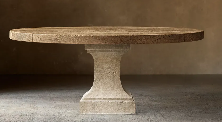 Table à manger ronde Arles en chêne, vue 3 sur 6