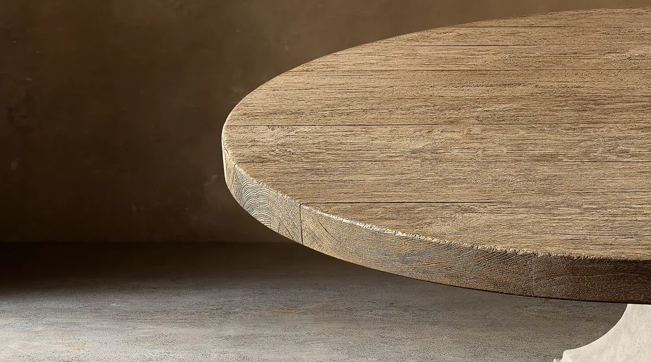 Table à manger ronde Arles en chêne, vue 4 sur 6