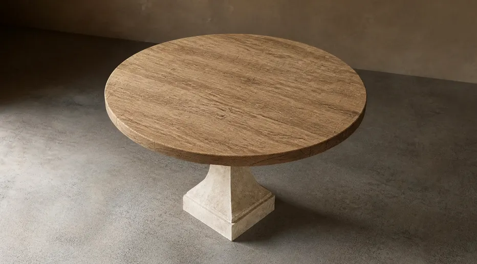 Table à manger ronde Arles en chêne, vue 6 sur 6