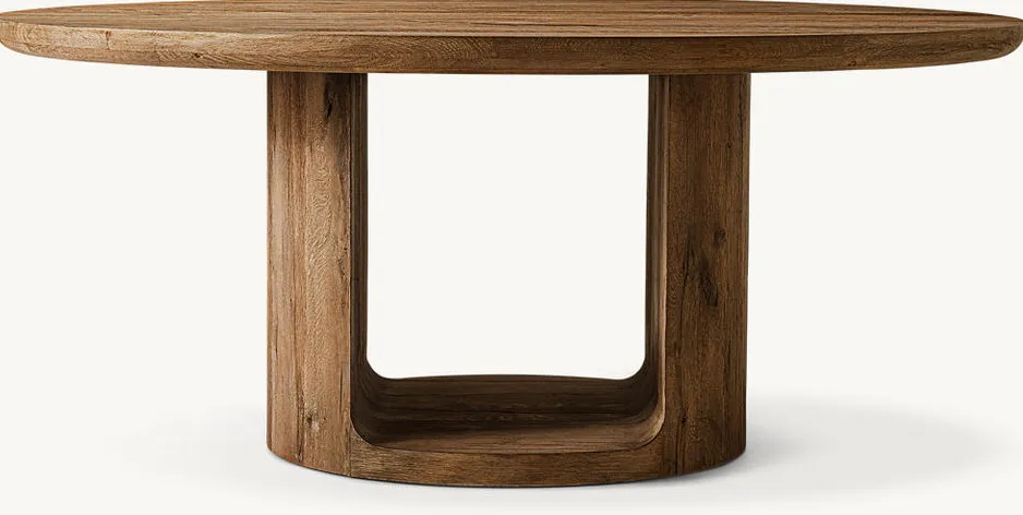 Table à manger ronde Autun en bois massif, vue 5 sur 6