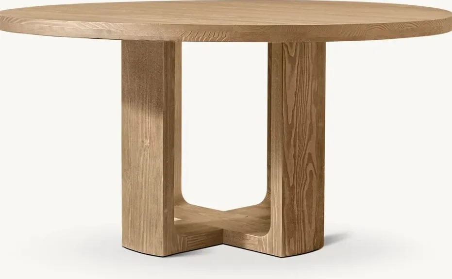 Table à manger ronde Auzat en chêne, vue 2 sur 4