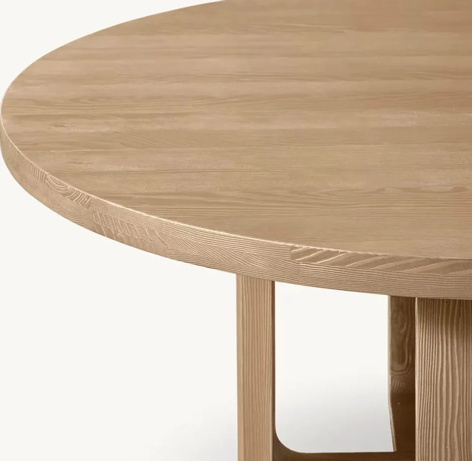 Table à manger ronde Auzat en chêne, vue 3 sur 4
