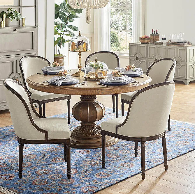 Table à manger ronde Céreste en chêne, vue 5 sur 6