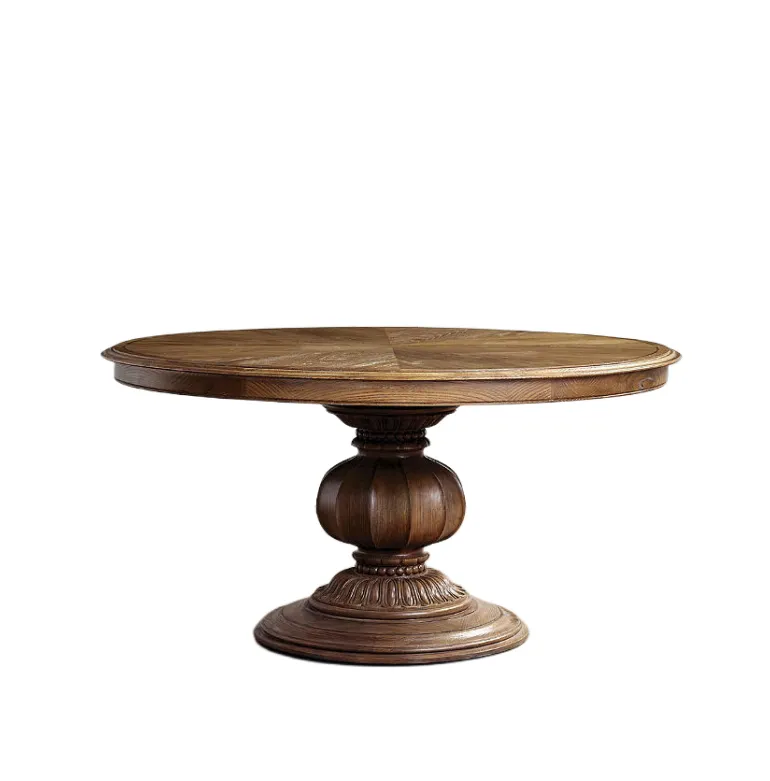 Table à manger ronde Céreste en chêne, vue 6 sur 6