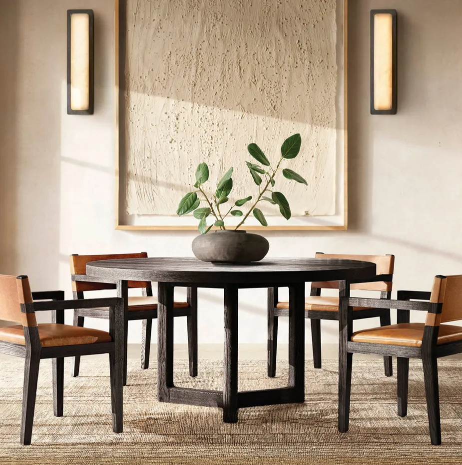 Table à manger ronde Colmars en bois massif, collection tables à manger ELWOOD HOME