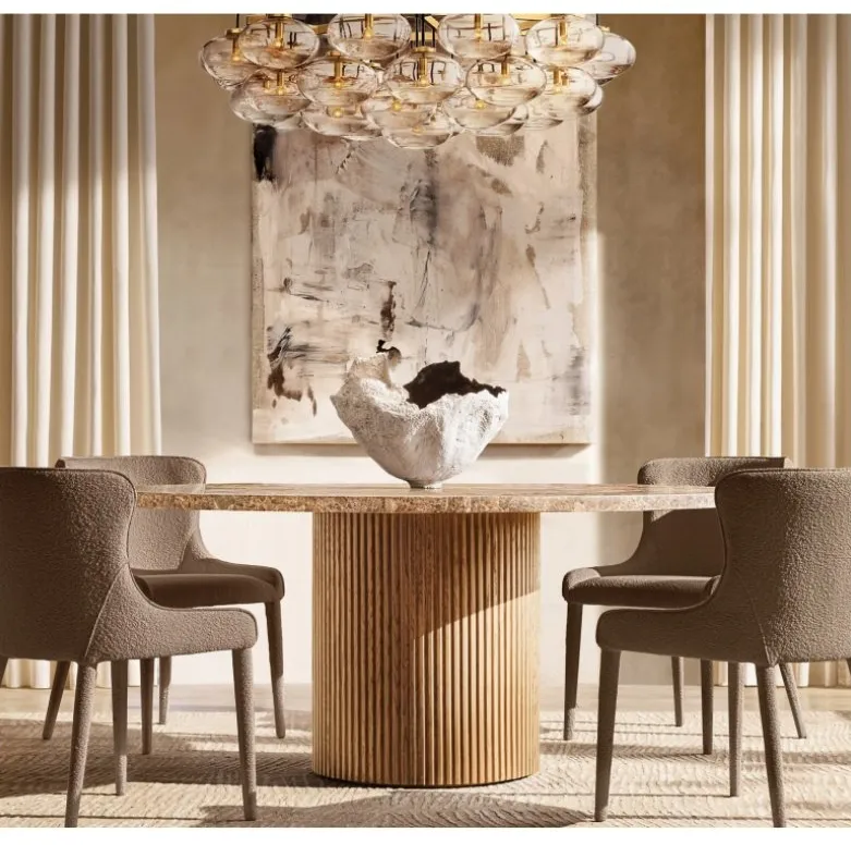 Table à manger ronde Die en marbre, vue 4 sur 4