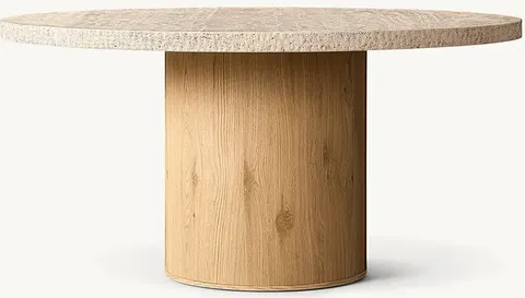 Table à manger ronde Hossegor en travertin — tables à manger