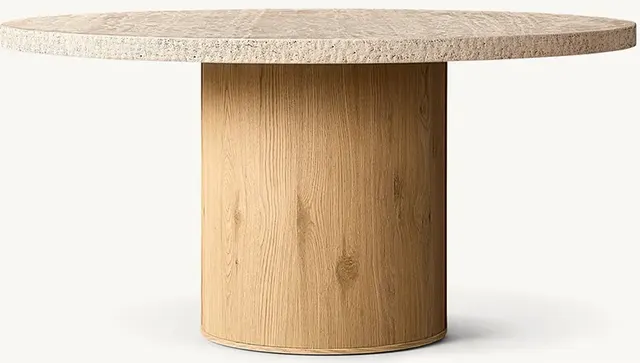 Table à manger ronde Hossegor en travertin — tables à manger