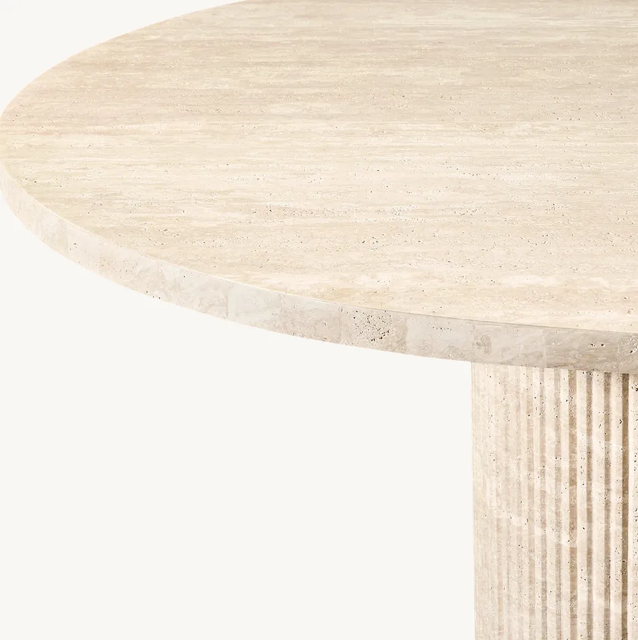 Table à manger ronde Lodève en travertin, vue 3 sur 3
