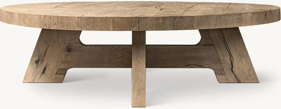 Table à manger ronde Marvejols en chêne, vue 4 sur 6