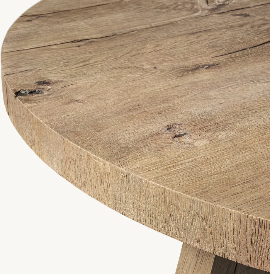 Table à manger ronde Marvejols en chêne, vue 5 sur 6