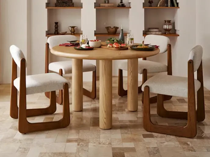 Table à manger ronde Minerve en teck, vue 4 sur 4