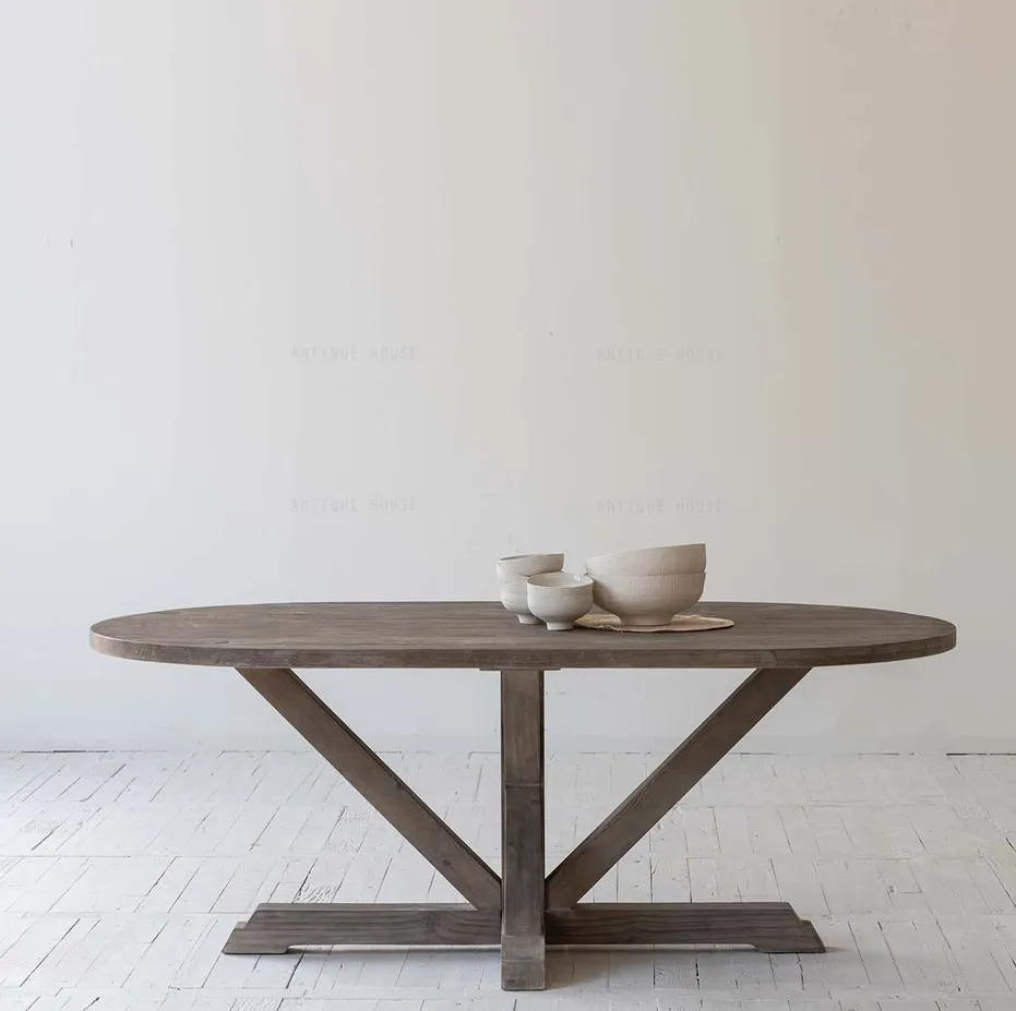 Table à manger ronde Morez en chêne, vue 5 sur 5