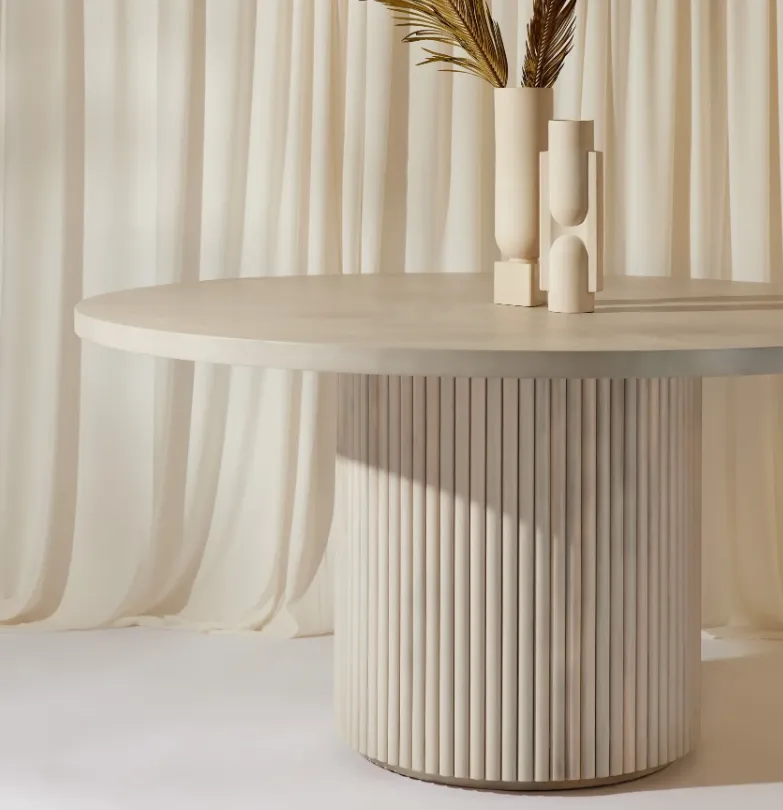 Table à manger ronde Morteau en bois massif blanc, vue 6 sur 6