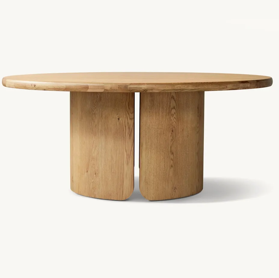 Table à manger ronde Nantua en bois massif, vue 3 sur 4