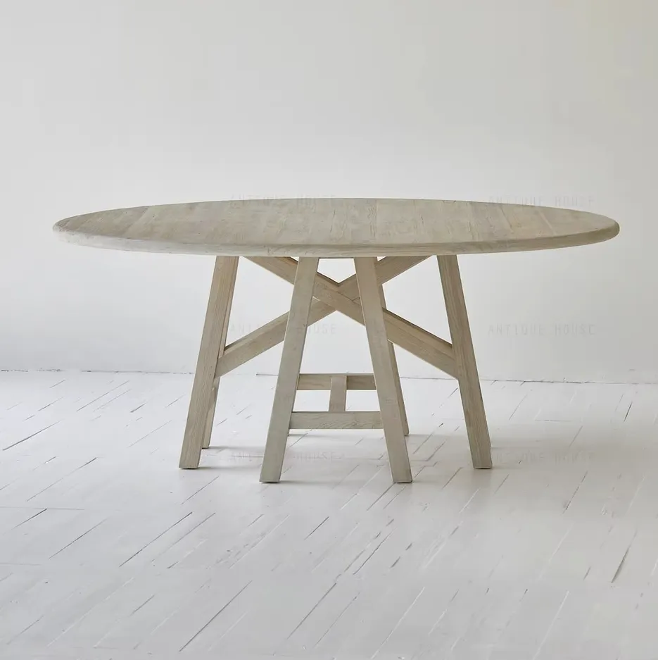 Table à manger ronde Sarlat en chêne, vue 6 sur 6